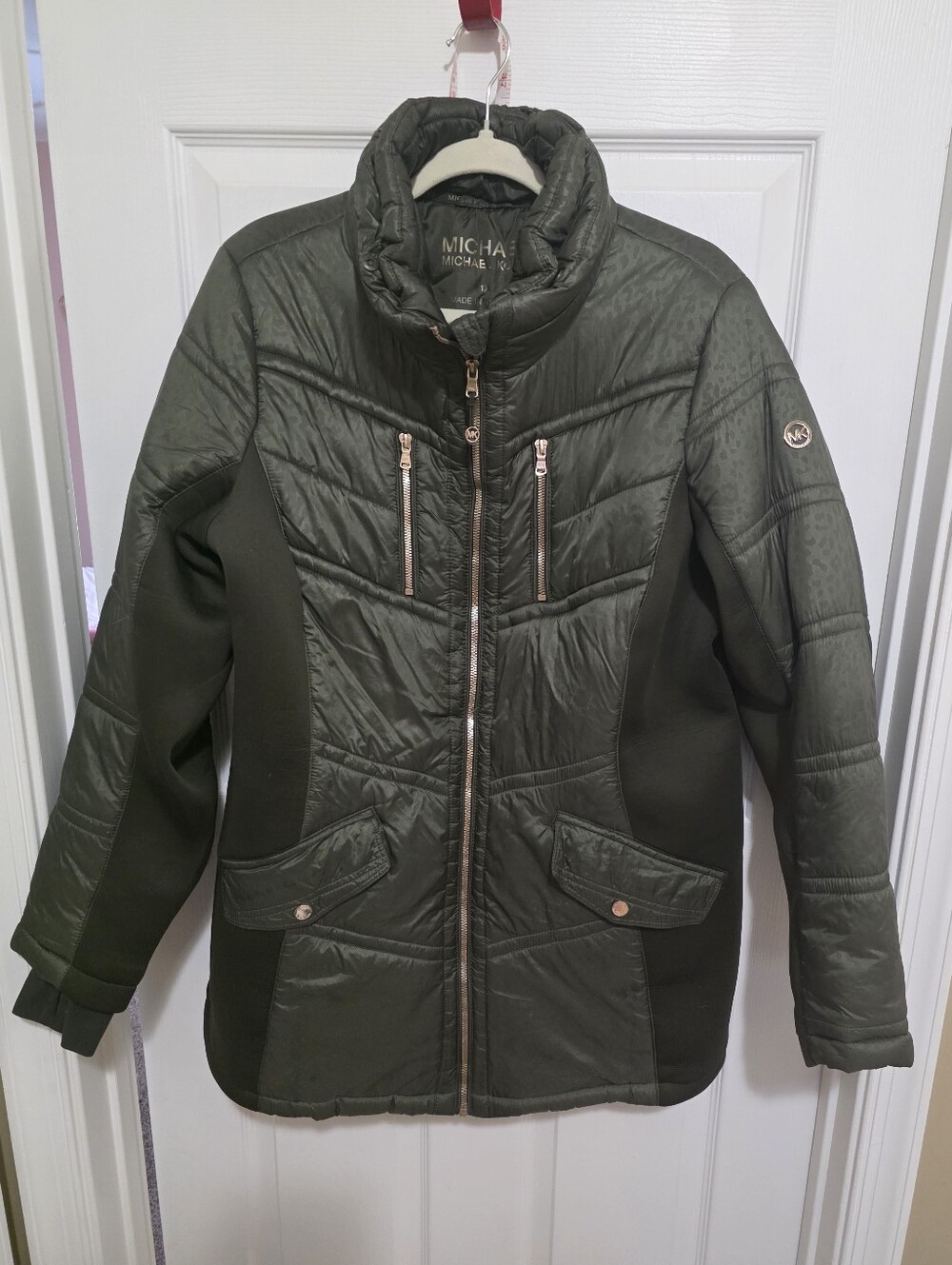 Michael Kors Women's Olive Green Quilted Jacket Size 1xl